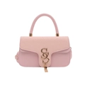 Roze patchwork lederen handtas voor dames met gouden S-sluiting en metalen kwastjes - Roze
