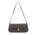 Retro Schultertasche mit grauem Leopardenmuster, Wildlederoptik und goldenem Verschluss - Grau