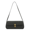 Dunkelgraue Schultertasche mit Leopardenmuster und eleganter goldener Metallschnalle - Hellgrün