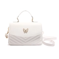 Bolso acolchado blanco con cierre de mariposa dorada y asa superior para mujer - Blanco