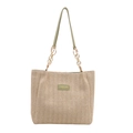 Borsa tote in paglia intrecciata con spalline verde chiaro e catene dorate - Verde (Senza Ciondolo)