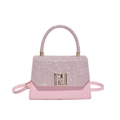 Borsa a tracolla rosa con manico glitterato e chiusura a girello in metallo dorato - Rosa