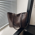 Sac fourre-tout marron foncé minimaliste avec texture vintage et lettrage doré chic - Marron