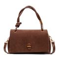 Sac à main en daim marron avec poignée à nœud et fermoir pivotant en laiton vintage - Marron