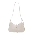 Minimalist cream white dumpling hobo bag with stud strap detail and silver hardware - White