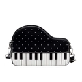 Bolso bandolera creativo con forma de piano y teclas en blanco y negro con lunares - Negro