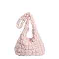 Light pink bubble quilted cloud hobo bag made of soft lightweight nylon fabric - Pink