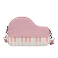 Bolso bandolera rosa con forma de piano y lunares blancos con correa ajustable de cuero - Rosa