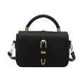 Bolso de mano negro clásico en piel sintética con detalles metálicos dorados - Negro