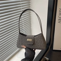 Borsa baguette chic con stampa leopardata grigia, fibbia dorata e tracolla lunga - Leopardo Grigio