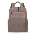 Zaino da donna taupe trapuntato con dettagli in pelle marrone e tasche laterali - 13" / Cachi scuro