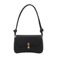 Bolso de hombro negro minimalista con cierre de metal dorado y detalle de nudo - Negro