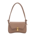 Bolso bandolera topo minimalista con base curvada y hebilla metálica dorada - Caqui