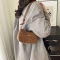 Brown leopard print suede moon bag with Creative Cat logo and elegant shoulder strap - Brown