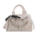 Borsa a tracolla vintage bianco crema con fiocchi di pizzo e catene di metallo - Bianco