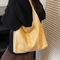 Borsa tote capiente giallo zenzero in morbida pelle PU per il pendolare quotidiano - Giallo