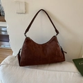 Dunkelbraune Hobo-Tasche aus Wildlederimitat mit Lederknoten für Damen im Retro-Stil - Kaffee (SN)