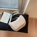 Chic cream white faux shearling crossbody bag with adjustable strap for winter fashion - Off-white - No Pendant