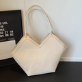 Large cream V-shaped leopard print tote bag with elegant long straps for daily commute - Rice White (No Pendant)