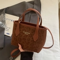 Borsa tote leopardata retrò in finta pelle scamosciata marrone con tracolla regolabile - Nero senza Ciondolo