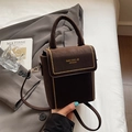 Dark brown matte leather handbag with gold bead rivets and cross-body strap - Coffee No Charm