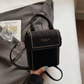 Minimalist black matte crossbody bag with gold rivet trim and adjustable shoulder strap - Black without Pendant