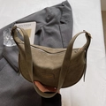 Chic olive green suede hobo bag with adjustable strap and golden metal zipper detail - Green Without Pendant
