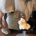 Sac seau bandoulière vert foncé avec breloque cheval en peluche blanche mode - Vert Avec Breloque Poney Blanc