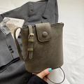 Sac seau vintage vert mousse minimaliste avec bandoulière réglable et fermoir aimant - Vert Sans Pendentif
