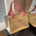 Sac fourre-tout en toile blanc cassé avec poignées roses et étiquette FASHIONS BAG - Blanc