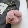 Pink faux fur crossbody bag with cute long ears and elegant gold chain strap - Pink Without Pendant