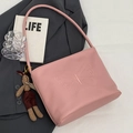 Pink tote bag with butterfly embossing and a cute rabbit pendant accessory for women - Pink With Rabbit Charm