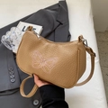 Sac à épaule chic kaki à motif de pierre avec broderie papillon rose délicate - Kaki (Sans Pendentif)