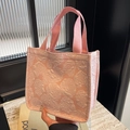 Sac cabas rose en jacquard avec motif floral en relief et poignées en sangle - Petit / Rose