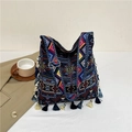 Bohemian hobo tote bag with ethnic geometric patterns and colorful tassel charms - Style 5