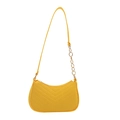 Minimalist bright yellow felt crescent underarm bag with herringbone quilting details - Yellow Without Pendant