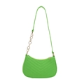Neon green crescent shoulder bag with V-shaped quilting and gold metal chain strap - Green Without Pendant