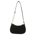 Chic black felt underarm bag with V-shaped quilting and elegant gold chain detail - Black without Pendant