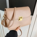 Bolso bandolera beige minimalista con hebillas doradas y correa de hombro extraíble - Caqui