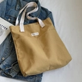 Bright yellow canvas tote bag with dual front pockets and durable white cotton handles - Khaki (Thickened)