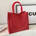 Moderna borsa tote in lino rosso per studenti con tessuto testurizzato e ampio spazio - Senza Ciondolo / Rosa Rosso