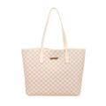 Borsa tote color crema alla moda con motivo a lettera M e spallacci sottili - Bianco