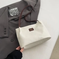 Minimalistische beige getextureerde draagtas met donkerbruine riemen voor dames - Koffie zonder Hanger