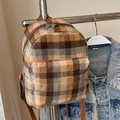 Süßer Mini-Rucksack mit Karomuster, braunen Lederriemen und stilvollem Vintage-Design - Khaki (Ohne Anhänger)