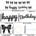 Detail set of black glitter Happy Birthday banner with bows and assembly accessories - Black Bow Conjoined Letter Banner