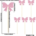 Roze glitter strik cake topper met houten stokjes voor verjaardagstaart decoratie - Glitter Roze Stijl A