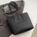 Classic black embossed PU leather tote bag with unique patterns for daily commute - Black without Pendant