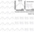 Detailed size chart for 30pcs white satin bow set with large and small dimensions - White Satin Bow Set