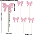 Roze glitter vlinder taarttoppers met afmetingen van de stokjes en kleefpads - Glitter Roze Stijl B