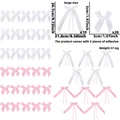 Detail view of pink and white DIY bow set with dimensions and sizing information - Mixed Pink and White Satin Bow Set